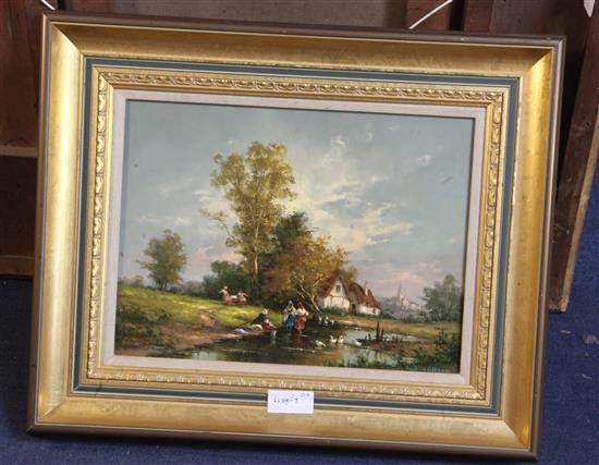 Gudron Sibbons, oil on board, Salisbury Cathedral, signed 29 x 39cm